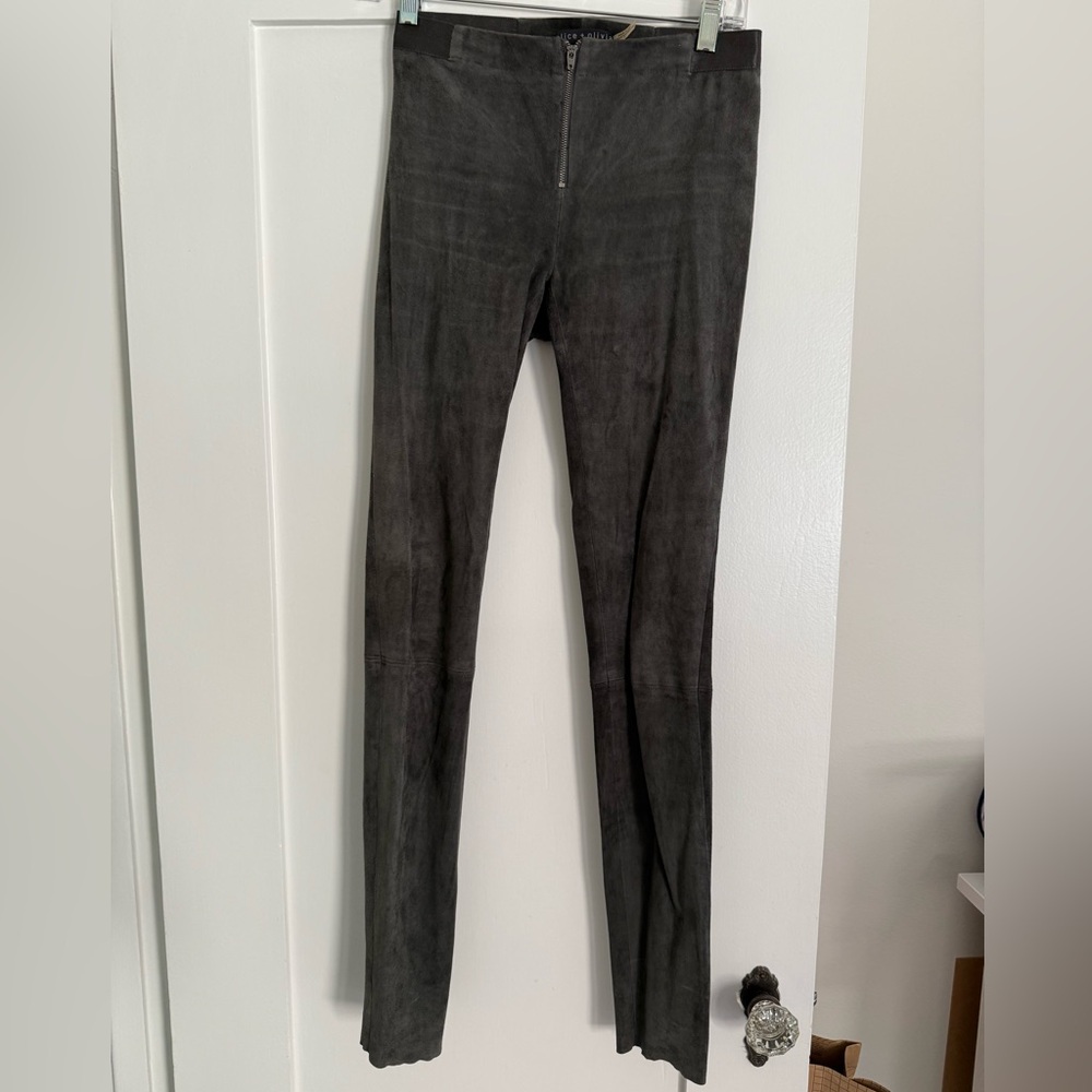 Gray 100% Suede Zip Leggings